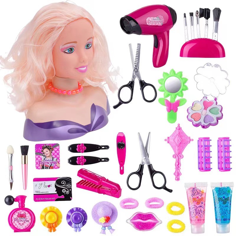 Cross-border modelo de medio cuerpo de los niños de juguete traje de vestir pelo medio cuerpo muñeca niña jugar casa maquillaje juguete