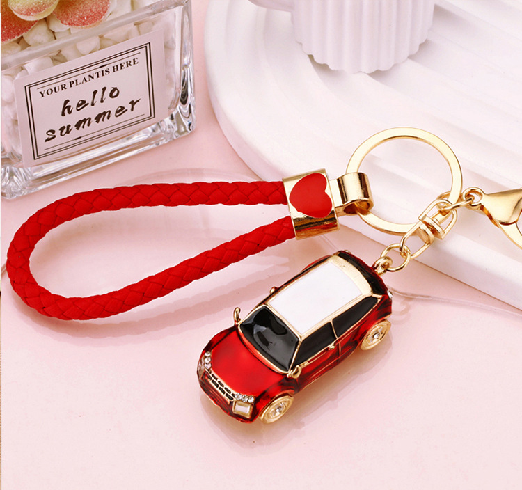 50g Weight Rhinestones Inlay Material Keychain Classification 1 Piece Quantity Cute Car Alloy Plating Inlay Rhinestones Unisex Keychain 1 Piece