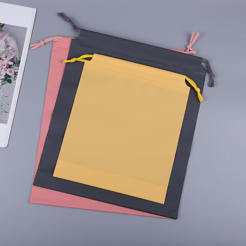 Wholesale colored ribbon bags for candies EVA satin travel storage bags children's clothing set packaging bags