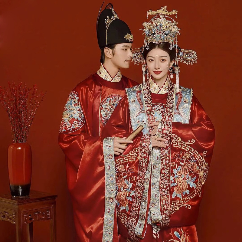 Ming-made wedding dress phoenix crown Xiaxiao full set men's and women's Xiuhe dress bridal wedding dress high-grade wedding dress out of court