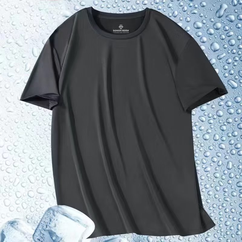 2025 スポーツ Tシャツメンズ半袖 Tシャツアイスシルク吸汗発散性シャツメンズ夏の新しい快適なフィットネスメッシュ速乾性|undefined
