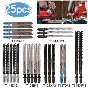 Jig saw blade 25 piece set 25PC metal fine tooth middle tooth saw blade aluminum woodworking saw blade combination suit