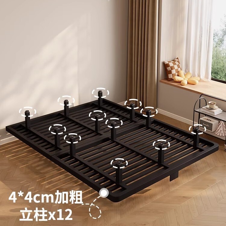 吊り下げ式アイアンベッド家庭用列骨ベッドフレーム小さなアパート賃貸住宅1.5mシングルとダブルベッドベッドサイドなし厚いベッドフレーム|undefined