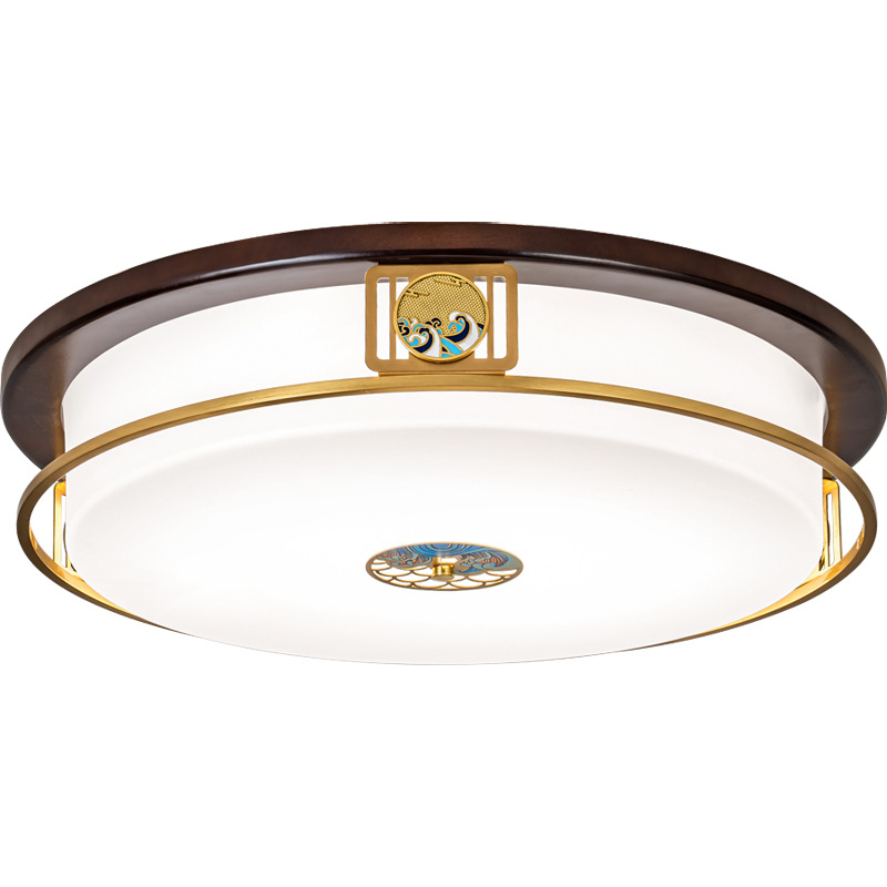 Nueva luz china de techo de protección de ojos de espectro completo de madera maciza de estilo chino luz de techo de sala de estar retro luz Zhongshan 667L