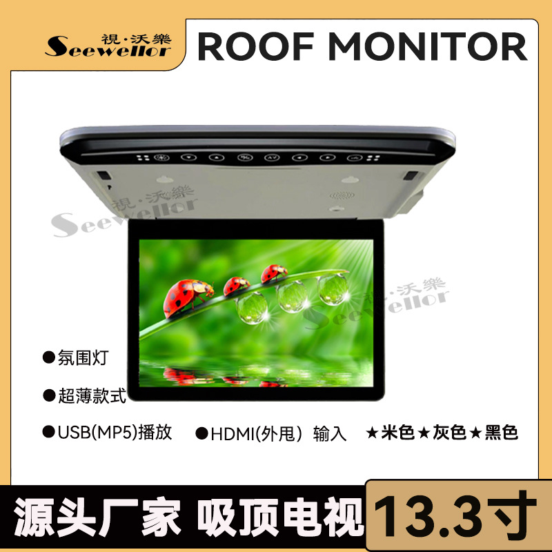 (2개) 13.3 인치 MP5 천장 디스플레이 자동차 디스플레이 지원 USB SD HDMI 인터페이스 디스플레이