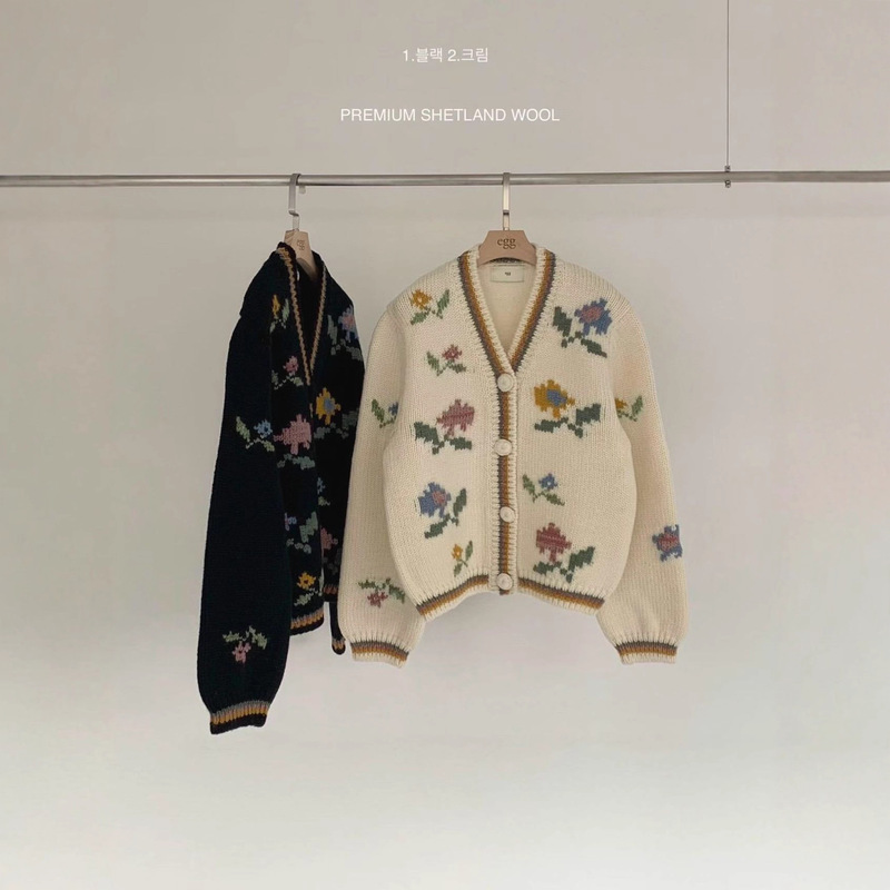 Now H Korean Egg Brand Same Style 2025 Winter Sweet Versatile Floral Pattern Knit Sweater for Women Warm Ins Style Sweater