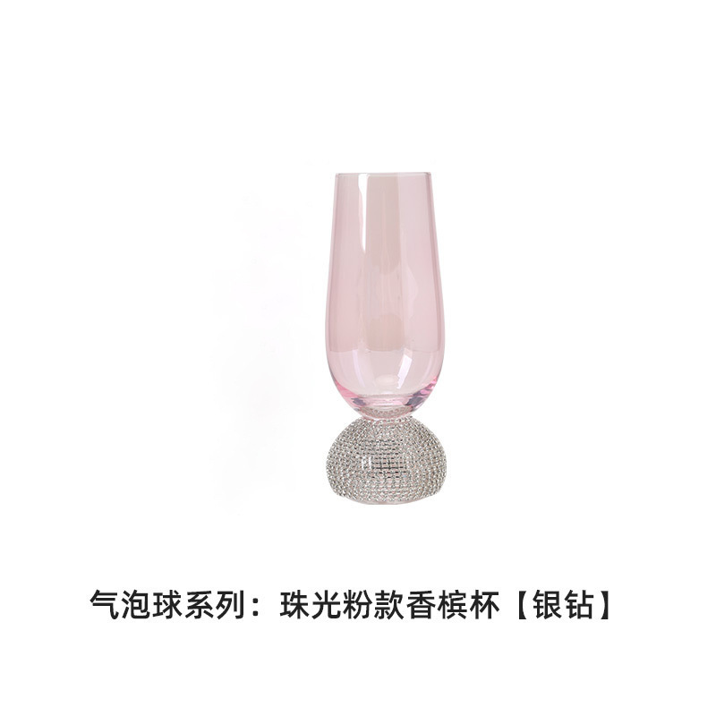 Rosa - Copa de champán 260ml - Diamante plateado