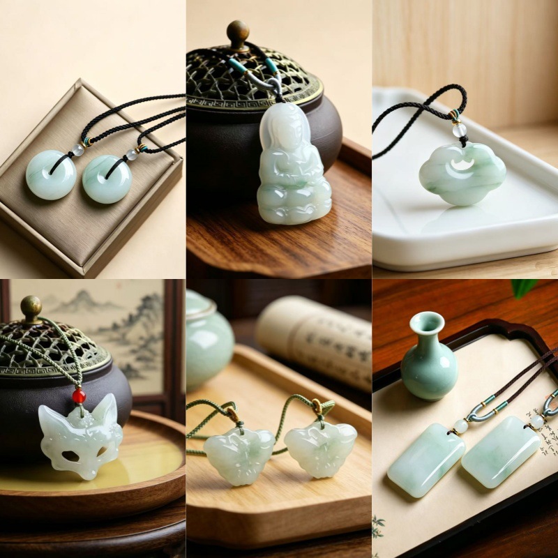 Xinjiang Tianshan Green Jade Pendant with Floating Flower Patterns, Tianshan Green Jade Double-Sided Hollow Design, Ruyi Peace Buckle Jade Pendant