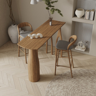 Nordic solid wood high-rise table, home wall partition, silent style bar table and chair, living room, balcony, small apartment, long table