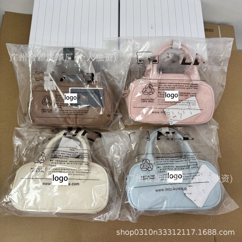 Korean new ML Boston bag NY steel stamp jacquard bowling PU fashion versatile lightweight shoulder crossbody bag Korean new ML Boston bag NY steel stamp jacquard bowling PU fashion versatile lightweight shoulder crossbody bag