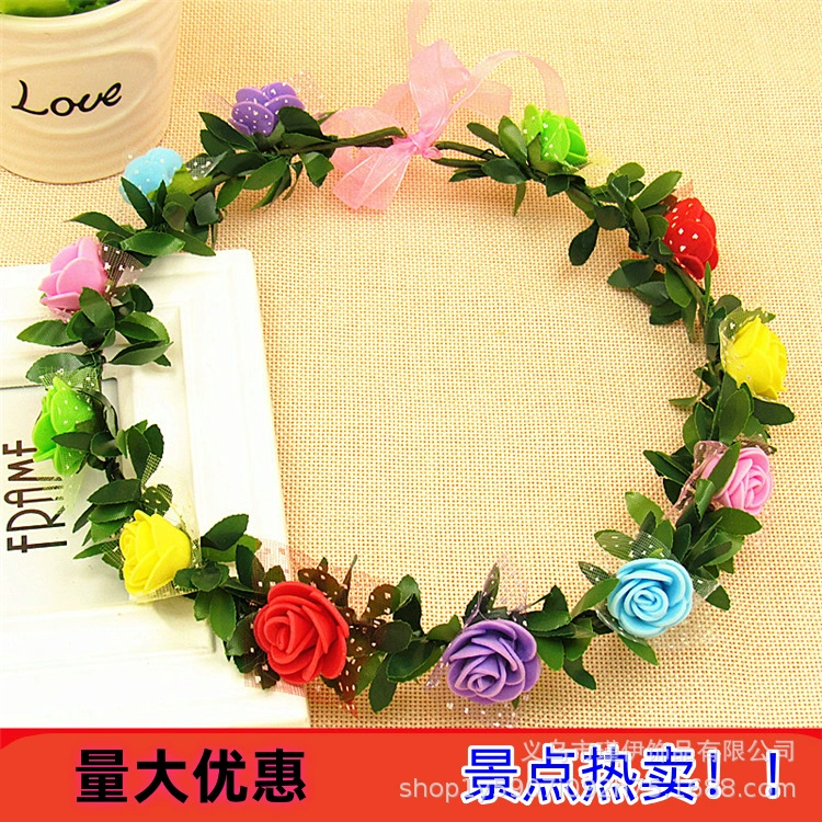 Гирлянда толкает материал киоск Мероприятия Детский аттракцион 9 зеленых листьев 12 цветочных головных уборов