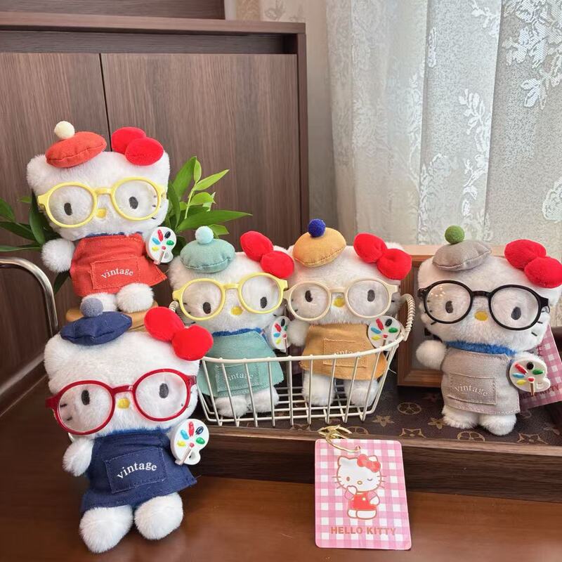 可爱眼镜包包挂件kitty猫书包装饰饰品女生小公仔挂饰品毛绒玩偶|undefined