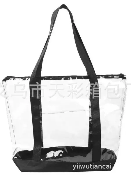 Hot Sale on Amazon Transparent Pvc Handbag Travel Storage Bag Shoulder Bag Large Shopping Bag