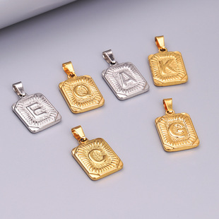 Stainless steel simple necklace men's high-grade gold pendant European and American style 26 letters pendant necklace does not fade