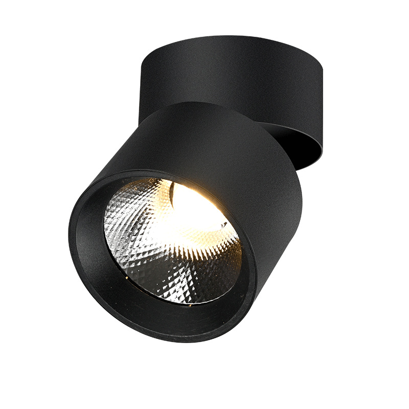 LED 표면 장착 스포트라이트 조절 각도 접이식 비 천공 홈 현관 배경 벽 작은 언덕 COB 천장 다운 라이트