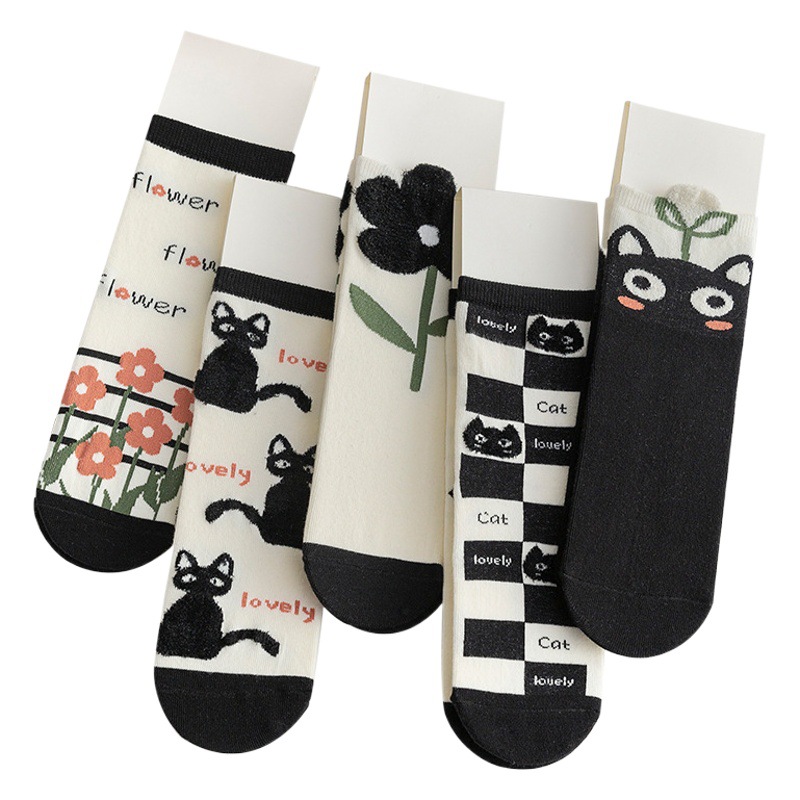 Calcetines de las niñas 2023 otoño nueva caricatura pequeña flor calcetines para niños oso coreano bebé media pantorrilla calcetines de algodón al por mayor