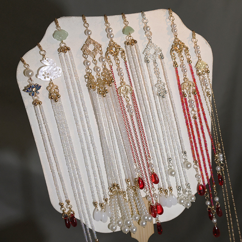 Tassel Pendant, Antique Style Semi-Finished Handmade Pendant, Decorative Fan Hairpin, Yingluo Chinese Style Jewelry, Detachable Pendant Tassel Pendant, Antique Style Semi-Finished Handmade Pendant, Decorative Fan Hairpin, Yingluo Chinese Style Jewelry, Detachable Pendant