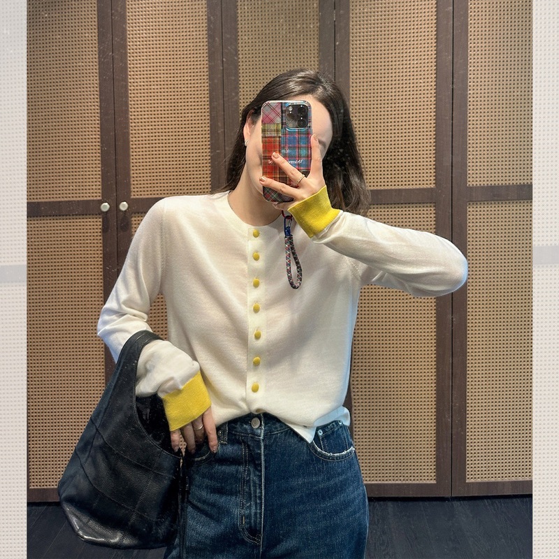 店主自留~黑标邂逅针织衫美利奴羊毛撞色长袖上衣女|undefined