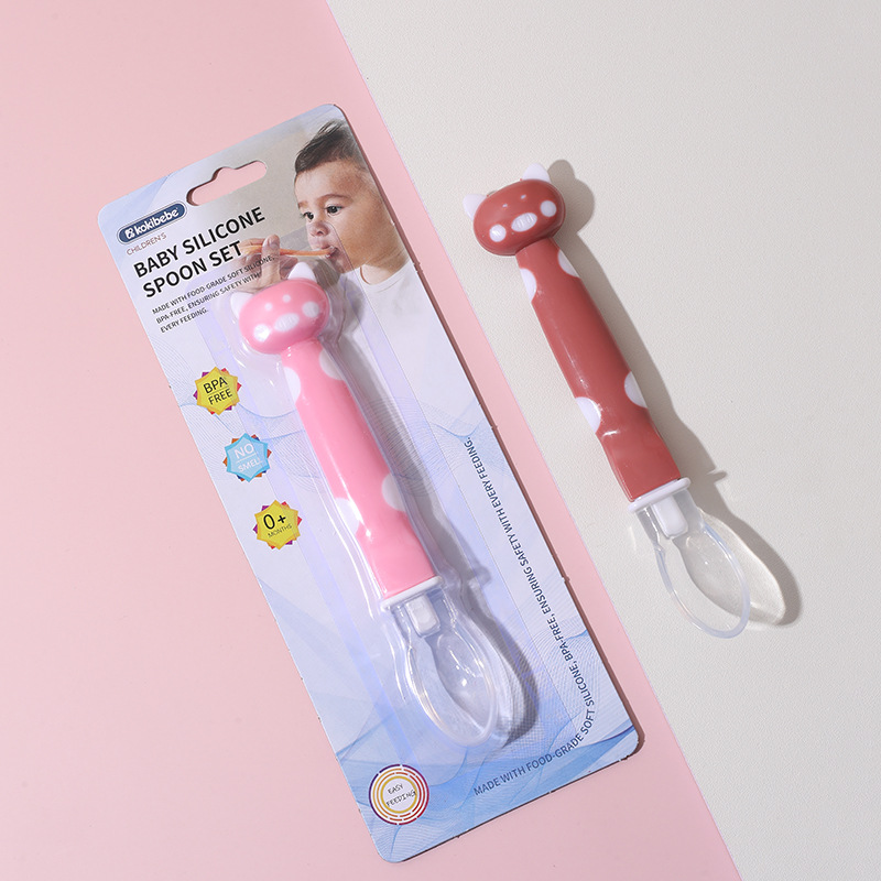 Bebé recién nacido cuchara de silicona cuchara de alimentación bebé alimentación arroz fideos dibujos animados cuchara pequeña niños suplemento alimenticio vajilla