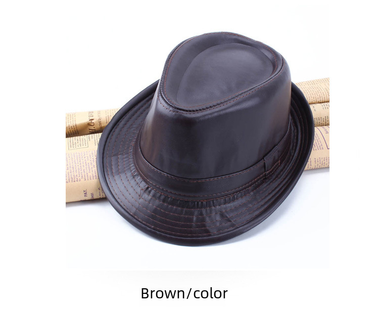 Cappello da uomo in autunno e inverno, cappello a cilindro in pelle calda retrò da uomo, cappello da jazz di mezza età e anziano, piccolo cappello a cilindro, cappello invernale da uomo in cotone_voghion.com