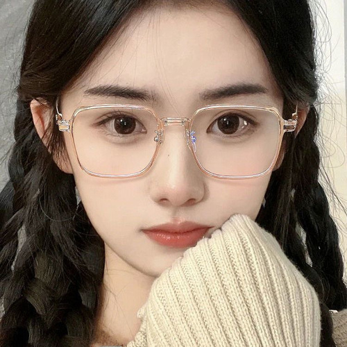 Anti-blue light high-definition flat lens glasses for women, large face slimming, noble and elegant Korean style myopia glasses frame wholesale