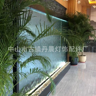 大厅流水墙水幕墙玻璃屏风不锈钢可移动家居办公室隔断室内