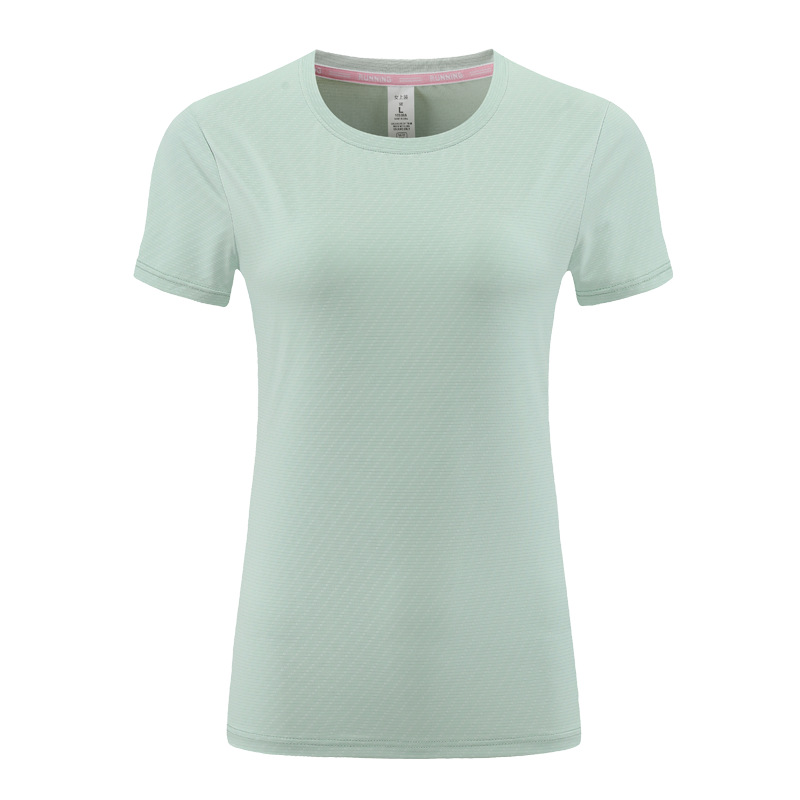 Comercio exterior europeo y americano personalizado camisa de hielo mujer de verano adelgazamiento camiseta de manga corta yoga fitness correr ropa seca rápida