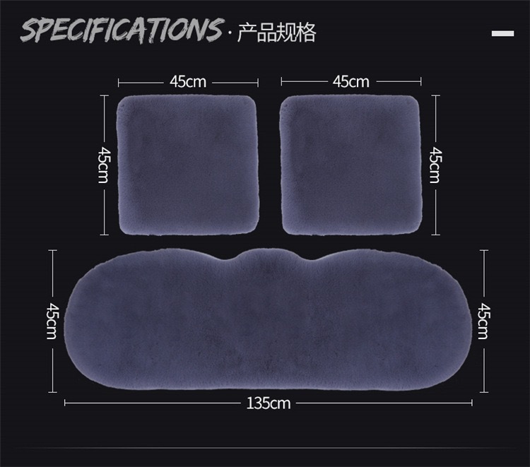 Customized Car Seat Cushion Three-Piece Set Rabbit Plush Backless Wool Warm Rear Seat Cushion Cover Single Piece Universal Car Cushion