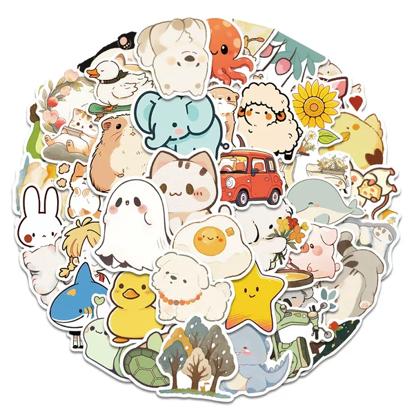 50 cute healing simple pen animal graffiti stickers decorative mobile phone water Cup laptop Journal stickers
