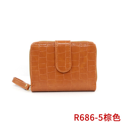 Nuevo estilo coreano de las mujeres cartera corta patrón de piedra moda hebilla de gran capacidad Multi-tarjeta monedero bolsa de identificación