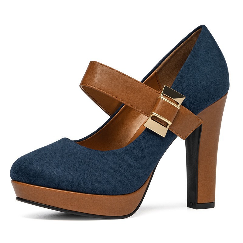 High-Heeled Shoes That Are Not Tiring for Feet, Women's Summer European and American Mary Jane Ready-Made One-Line Thick-Soled Thick-Heeled Women's Shoes, High-Heeled Sandals