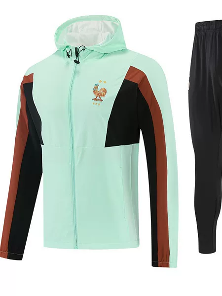 Wholesale 2627 New Model Football Hooded Windbreaker Set, Sun Protection Windbreaker, Pre-Match Sports Jacket, Available for Dropshipping.