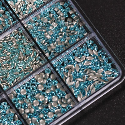 Dırnaq bəzəkləri – Pieces】Lake Blue Mini Flat-Back