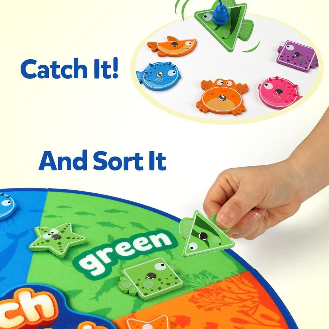 Juguetes Montessori para niños pequeños, habilidades motoras finas Juegos de pesca para niños, Clasificación de colores y formas