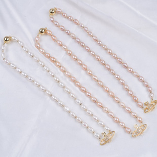 Wholesale Western Queen Mother Saturn Pearl Necklace Bracelet suit 6-7mm Freshwater Pearl suit DIY Jewelry Finished Products