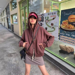 3541コート女性2024秋韓国版ゆるい帽子付きコートカジュアルカーディガン上着即墨メーカー卸売り
