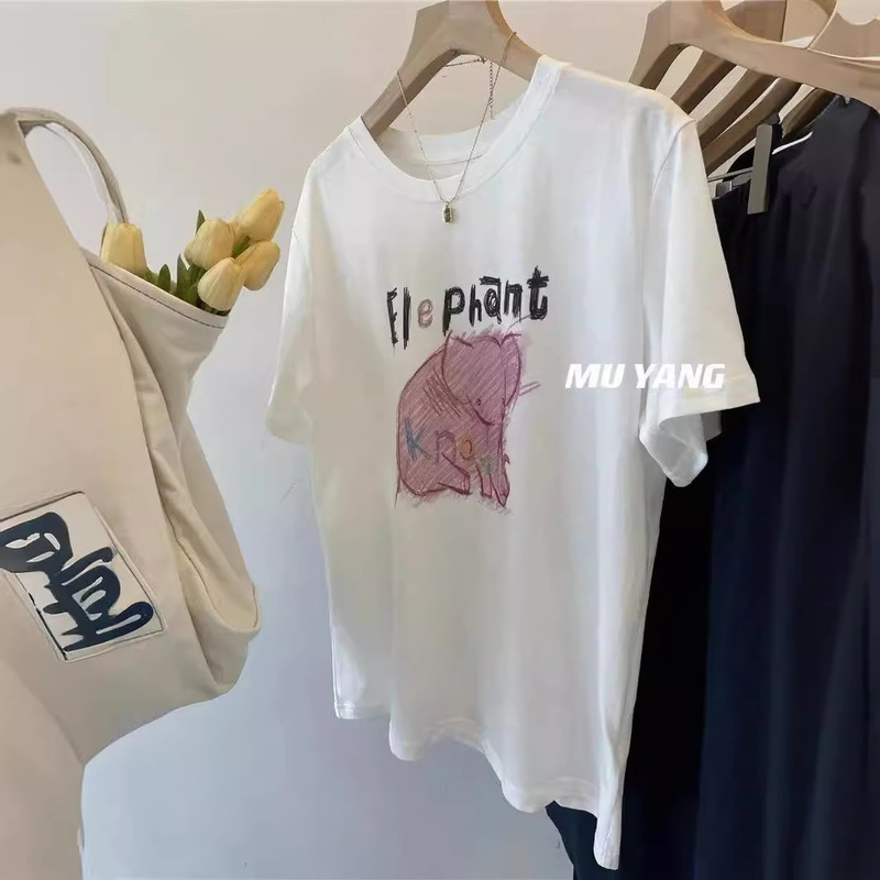 Super Handfeel Modal Shoulder Short-sleeved T-shirt Women's Summer Design Sense Loose Casual Printed Base Shirt Top Trendy