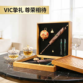 竹编高端雅礼复古腰扇蹴鞠风铃企业中秋端午国潮文创伴手礼定制