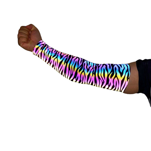 Eurasian cross-border Amazon colorful reflective arm sleeves outdoor sports cycling sun protection arm covers basketball running elbow pads