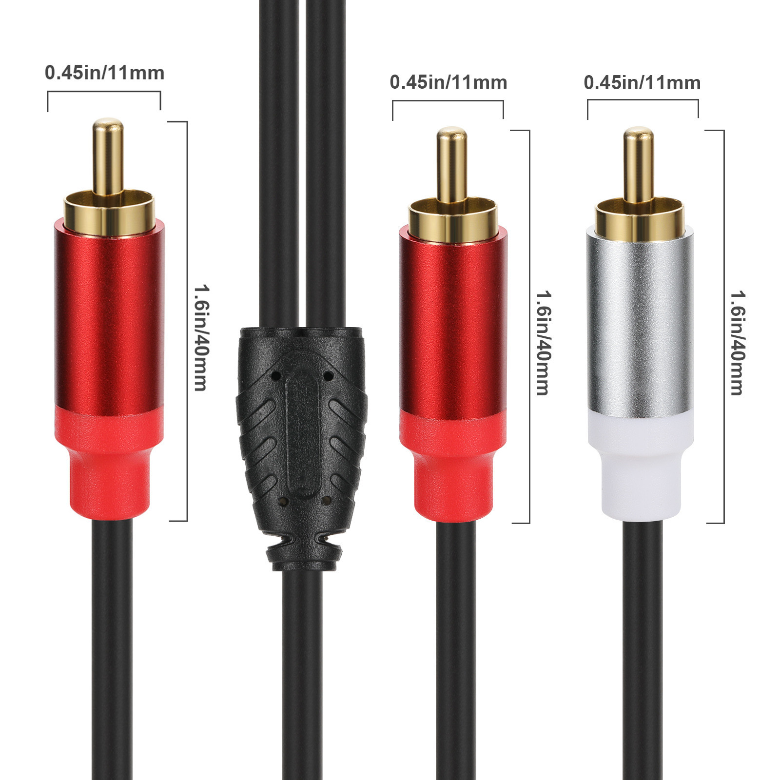 Super soft metal shell Gold copper core RCA one point two lotus one lotus, one drag, two audio cable automobile power amplifier home theater 4