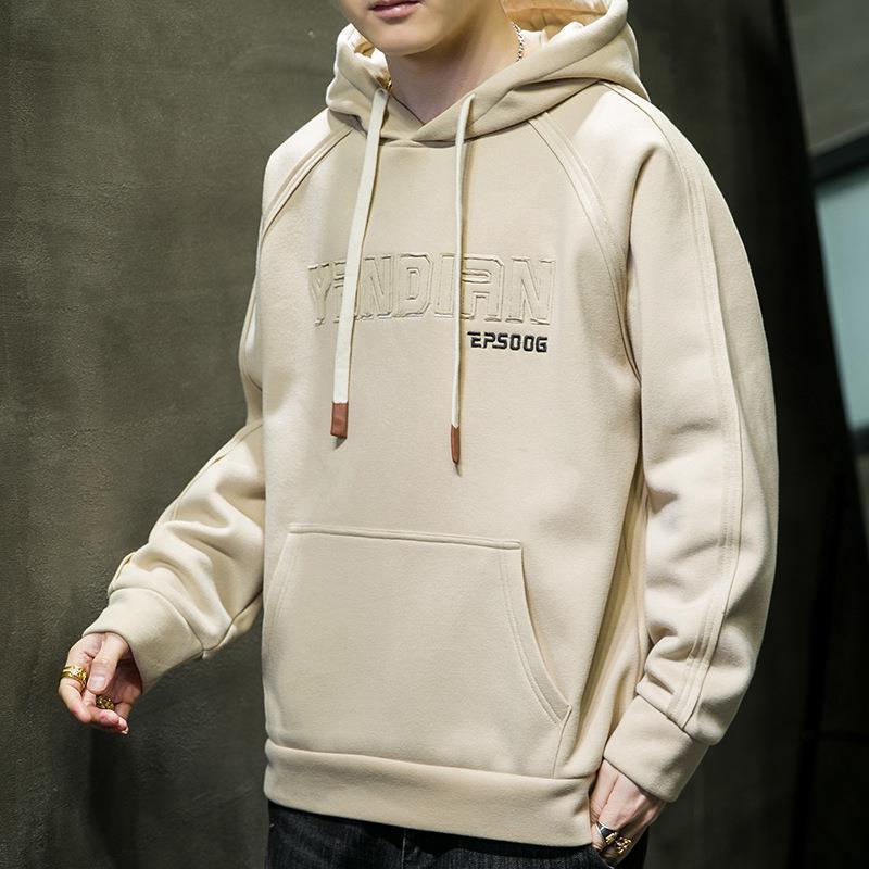 Men's New Cotton Hooded Sweater Fashion Simple Solid Long Sleeve Top_voghion.com