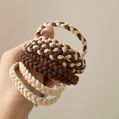 Coffee color headband new boxed rubber band geometric twist style hair tie rubber band fashion versatile hair rope