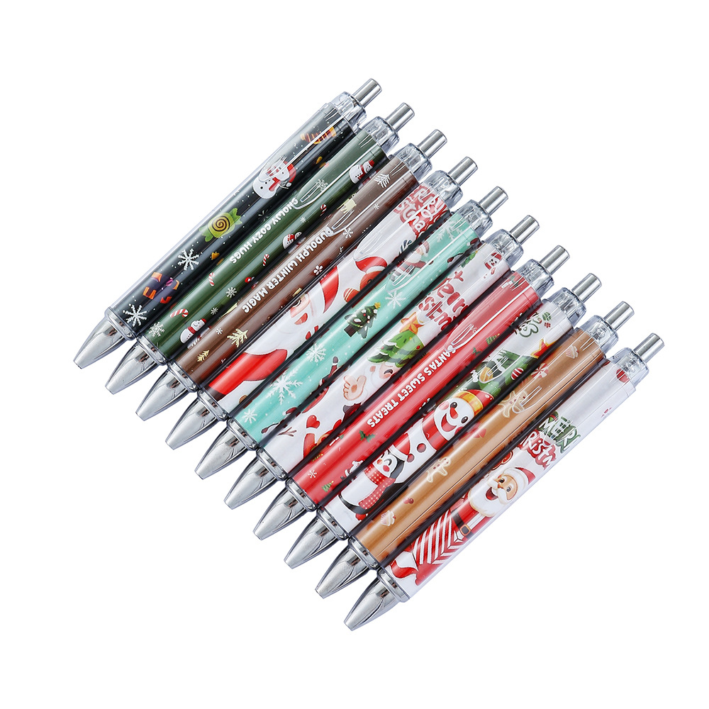 Cross-border best-selling Christmas-themed paper rolls and pens, featuring 10 designs including Santa Claus, gingerbread man, and snowman, perfect as festive gifts