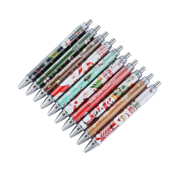 Cross-border best-selling Christmas-themed paper rolls and pens, featuring 10 designs including Santa Claus, gingerbread man, and snowman, perfect as festive gifts