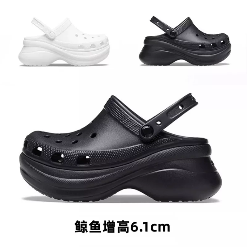 Слеперы в стиле Crocs, универсальная модная обувь для пляжа с платформой и каблуками, нескользящие мюли