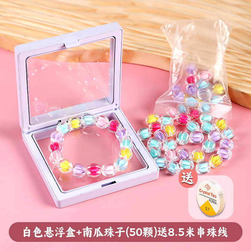 √☑⧓⧓✰♥♥White suspended box + pumpkin beads (50 pieces) free 8.. 5m beading thread♥♥✰⧓⧓