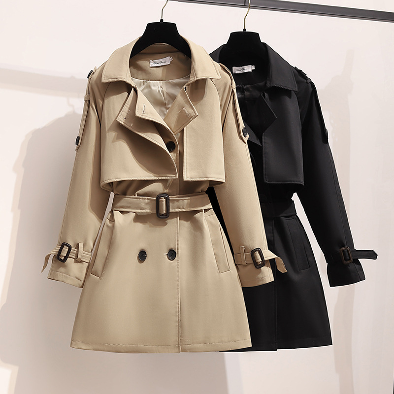 ng2510292 Trench Coat Curto Feminino, Nova Tendência Outono 2024 para Mulheres de Estatura Baixa, Alonga a Silhueta, Estilo Britânico, Casaco Elegante_voghion.com