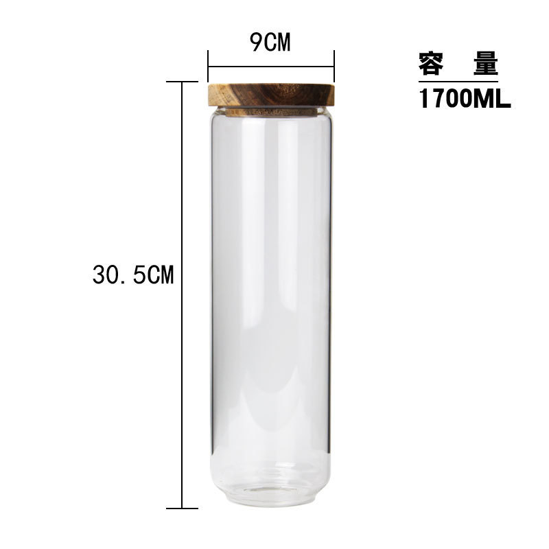 クロスボーダー直供木蓋ガラス密封貯蔵タンク高ホウ素シリコン食品ガラス密封缶キッチン密封食品缶|undefined