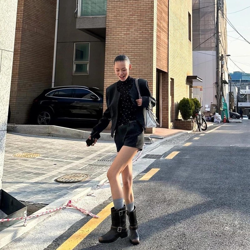 牛皮版~复古擦色真皮厚底中筒靴女宽筒粗跟马丁靴骑士短靴西部靴|undefined