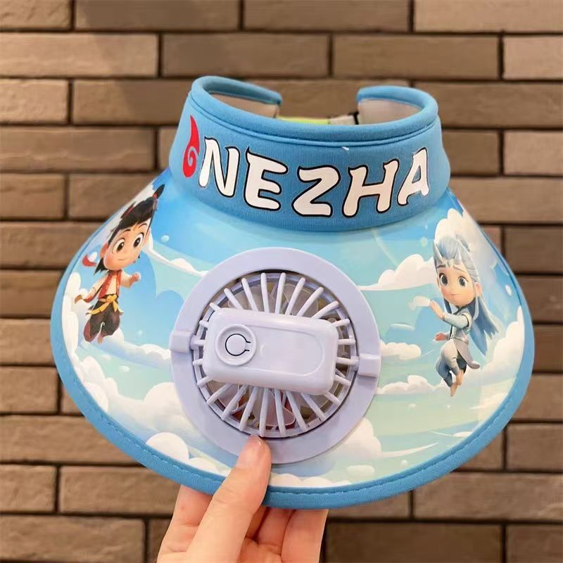 ネザファンハット子供用ベビーかわいい日よけ帽子日焼け止め帽子夏薄い空のシルクハット充電式日よけ帽子|undefined